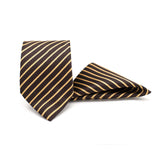 CLASSIC BROWN STRIPE TIE AND POCKET SQUARE SET